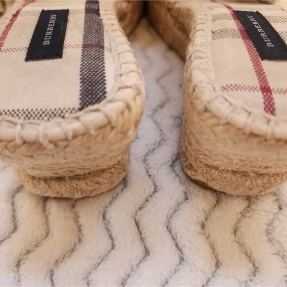 BURBERRY NOVACHECK PLAID CANVAS JUTE ESPADRILLES SIZE 37 6.5/7 - Picture 7 of 10
